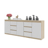 MIKEL - Chest of 6 Drawers and 3 Doors - Bedroom Dresser Storage Cabinet Sideboard - Sonoma Oak / White Matt H29 1/2" W78 3/4" D13 3/4"