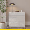 MIKEL - Chest of 3 Drawers and 1 Door - Bedroom Dresser Storage Cabinet Sideboard - White Matt / White Gloss H29 1/2" W31 1/2" D13 3/4"