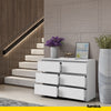 GABRIEL - Chest of 6 Drawers - Bedroom Dresser Storage Cabinet Sideboard - White Matt H28" W39 3/8" D13"