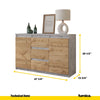 MIKEL - Chest of 3 Drawers and 2 Doors - Bedroom Dresser Storage Cabinet Sideboard - Concrete / Wotan Oak H29 1/2" W47 1/4" D13 3/4"