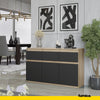 NOAH - Chest of 3 Drawers and 3 Doors - Bedroom Dresser Storage Cabinet Sideboard - Sonoma Oak / Anthracite H29 1/2" W47 1/4" D13 3/4"