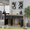 NOAH - Chest of 3 Drawers and 3 Doors - Bedroom Dresser Storage Cabinet Sideboard - Sonoma Oak / Anthracite H29 1/2" W47 1/4" D13 3/4"