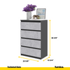 GABRIEL - Chest of 4 Drawers - Bedroom Dresser Storage Cabinet Sideboard - Anthracite / Concrete H36 3/8" W23 5/8" D13 1/4"