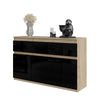 NOAH - Chest of 3 Drawers and 3 Doors - Bedroom Dresser Storage Cabinet Sideboard - Sonoma Oak / Black Gloss H29 1/2" W47 1/4" D13 3/4"