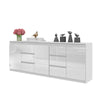 MIKEL - Chest of 6 Drawers and 3 Doors - Bedroom Dresser Storage Cabinet Sideboard - White Matt / White Gloss H29 1/2" W78 3/4" D13 3/4"