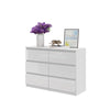GABRIEL - Chest of 6 Drawers - Bedroom Dresser Storage Cabinet Sideboard - White Matt / White Gloss H28" W39 3/8" D13"