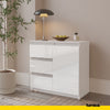 MIKEL - Chest of 3 Drawers and 1 Door - Bedroom Dresser Storage Cabinet Sideboard - White Matt / White Gloss H29 1/2" W31 1/2" D13 3/4"