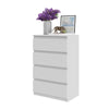 GABRIEL - Chest of 4 Drawers - Bedroom Dresser Storage Cabinet Sideboard - White Matt H36 3/8" W23 5/8" D13 1/4"