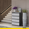GABRIEL - Chest of 4 Drawers - Bedroom Dresser Storage Cabinet Sideboard - Anthracite / Concrete H36 3/8" W23 5/8" D13 1/4"