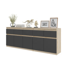 NOAH - Chest of 5 Drawers and 5 Doors - Bedroom Dresser Storage Cabinet Sideboard - Sonoma Oak / Anthracite H29 1/2" W78 3/4" D13 3/4"