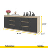 MIKEL - Chest of 6 Drawers and 3 Doors - Bedroom Dresser Storage Cabinet Sideboard - Sonoma Oak / Anthracite H29 1/2" W78 3/4" D13 3/4"