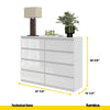 GABRIEL - Chest of 8 Drawers - Bedroom Dresser Storage Cabinet Sideboard - White Gloss H36 3/8" W47 1/4" D13 1/4"