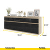 NOAH - Chest of 5 Drawers and 5 Doors - Bedroom Dresser Storage Cabinet Sideboard - Sonoma Oak / Black Gloss H29 1/2" W78 3/4" D13 3/4"