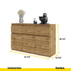 NOAH - Chest of 3 Drawers and 3 Doors - Bedroom Dresser Storage Cabinet Sideboard - Wotan Oak H29 1/2" W47 1/4" D13 3/4"
