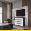 GABRIEL - Chest of 8 Drawers - Bedroom Dresser Storage Cabinet Sideboard - Anthracite / White Gloss H36 3/8" W47 1/4" D13 1/4"