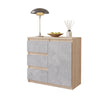 MIKEL - Chest of 3 Drawers and 1 Door - Bedroom Dresser Storage Cabinet Sideboard - Sonoma Oak / Concrete H29 1/2" W31 1/2" D13 3/4"
