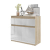 NOAH - Chest of 2 Drawers and 2 Doors - Bedroom Dresser Storage Cabinet Sideboard - Sonoma Oak / White Gloss H29 1/2" W31 1/2" D13 3/4"