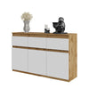 NOAH - Chest of 3 Drawers and 3 Doors - Bedroom Dresser Storage Cabinet Sideboard - Wotan Oak / White Matt H29 1/2" W47 1/4" D13 3/4"