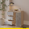 MIKEL - Chest of 3 Drawers and 1 Door - Bedroom Dresser Storage Cabinet Sideboard - Sonoma Oak / Concrete H29 1/2" W31 1/2" D13 3/4"