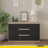 MIKEL - Chest of 3 Drawers and 2 Doors - Bedroom Dresser Storage Cabinet Sideboard - Sonoma Oak / Anthracite H29 1/2" W47 1/4" D13 3/4"