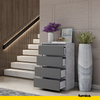 GABRIEL - Chest of 4 Drawers - Bedroom Dresser Storage Cabinet Sideboard - Concrete / Anthracite H36 3/8" W23 5/8" D13 1/4"