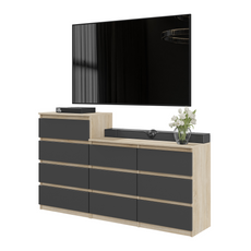 GABRIEL - Chest of 10 Drawers (6+4) - Bedroom Dresser Storage Cabinet Sideboard - Sonoma Oak / Anthracite H36 3/8" / 27 1/2" W63" D13 1/4"