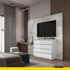 GABRIEL - Chest of 8 Drawers - Bedroom Dresser Storage Cabinet Sideboard - White Gloss H36 3/8" W47 1/4" D13 1/4"