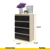 GABRIEL - Chest of 4 Drawers - Bedroom Dresser Storage Cabinet Sideboard - Sonoma Oak / Black Gloss H36 3/8" W23 5/8" D13 1/4"