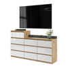 GABRIEL - Chest of 10 Drawers (6+4) - Bedroom Dresser Storage Cabinet Sideboard - Wotan Oak / White Gloss H36 3/8" / 27 1/2" W63" D13 1/4"