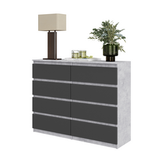 GABRIEL - Chest of 8 Drawers - Bedroom Dresser Storage Cabinet Sideboard - Concrete / Anthracite H36 3/8" W47 1/4" D13 1/4"
