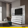 GABRIEL - Chest of 12 Drawers (8+4) - Bedroom Dresser Storage Cabinet Sideboard - White Gloss H36 3/8" W70 7/8" D13 1/4