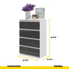 GABRIEL - Chest of 4 Drawers - Bedroom Dresser Storage Cabinet Sideboard - White Matt / Anthracite Gloss H36 3/8" W23 5/8" D13 1/4"