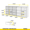 NOAH - Chest of 5 Drawers and 5 Doors - Bedroom Dresser Storage Cabinet Sideboard - Concrete / White Gloss H29 1/2" W78 3/4" D13 3/4"