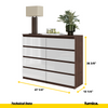 GABRIEL - Chest of 8 Drawers - Bedroom Dresser Storage Cabinet Sideboard - Wenge / White Gloss H36 3/8" W47 1/4" D13 1/4"