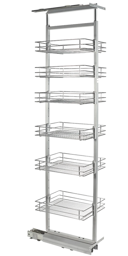 Soft-Close Pull Out Pantry Shelf, Wire Basket for 11-13/16 inch (300 mm) Kitchen Cabinets - 6 Tiers - Chrome
