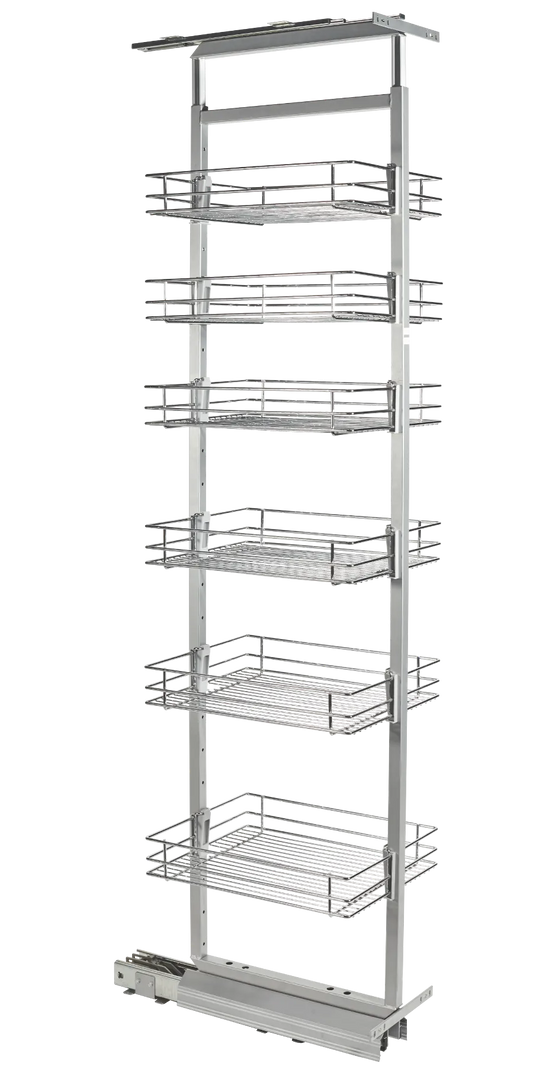 Soft-Close Pull Out Pantry Shelf, Wire Basket for 11-13/16 inch (300 mm) Kitchen Cabinets - 6 Tiers - Chrome