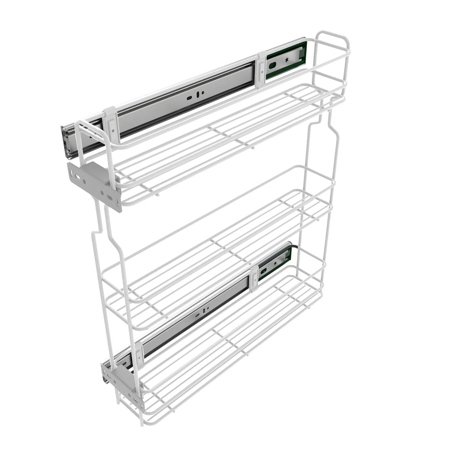 11-13/16 inch (300 mm) Soft-Close Side Pull-Out, Wire Basket for Kitchen Cabinets - 3 Shelves - White