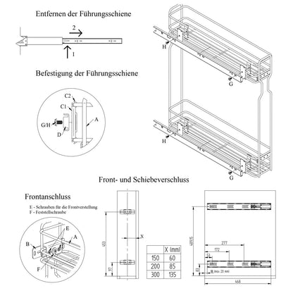 11-13/16 inch (300 mm) Soft-Close Side Pull-Out, Wire Basket for Kitchen Cabinets - 3 Shelves - White