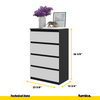 GABRIEL - Chest of 4 Drawers - Bedroom Dresser Storage Cabinet Sideboard - Black Matt / White Matt H36 3/8" W23 5/8" D13 1/4"
