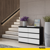 GABRIEL - Chest of 6 Drawers - Bedroom Dresser Storage Cabinet Sideboard - Black Matt / White Matt H28" W39 3/8" D13"