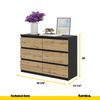 GABRIEL - Chest of 6 Drawers - Bedroom Dresser Storage Cabinet Sideboard - Black Matt / Wotan Oak H28" W39 3/8" D13"
