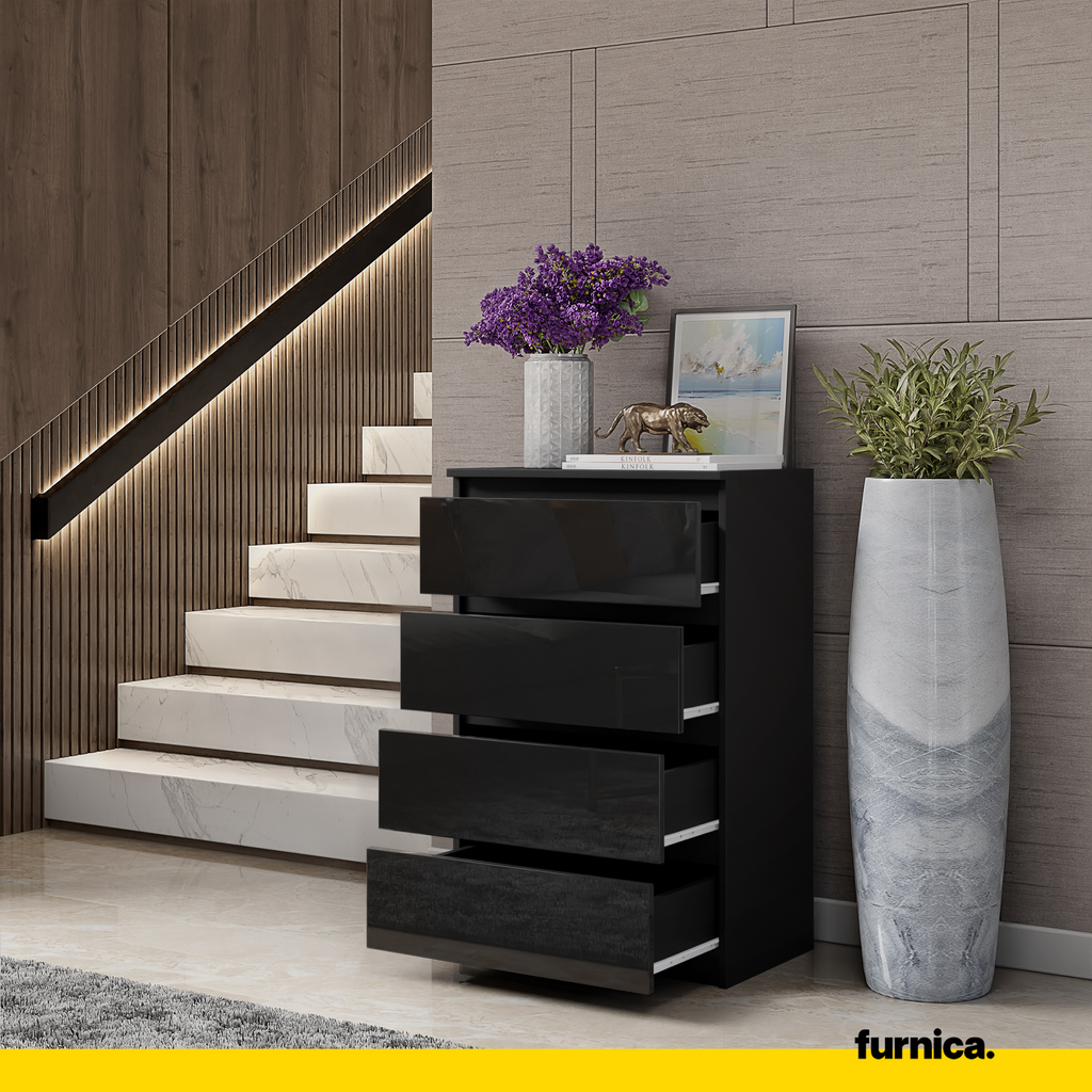 black gloss dresser ESF Furniture Marbella 6-Drawer Dresser in High Gloss Black Finish Jennifer Furniture