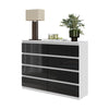 GABRIEL - Chest of 8 Drawers - Bedroom Dresser Storage Cabinet Sideboard - White Matt / Black Gloss H36 3/8" W47 1/4" D13 1/4"