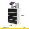 GABRIEL - Chest of 4 Drawers - Bedroom Dresser Storage Cabinet Sideboard - White Matt / Black Gloss H36 3/8" W23 5/8" D13 1/4"
