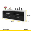 MIKEL - Chest of 6 Drawers and 3 Doors - Bedroom Dresser Storage Cabinet Sideboard - White Matt / Black Gloss H29 1/2" W78 3/4" D13 3/4"