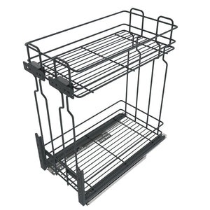 15-3/4 inch (40 cm) Soft-Close Pull Out Pantry Shelf for Kitchen Cabinets - 2 Baskets - Anthracite