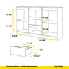 MIKEL - Chest of 3 Drawers and 2 Doors - Bedroom Dresser Storage Cabinet Sideboard - White Matt / Wotan Oak H29 1/2" W47 1/4" D13 3/4"