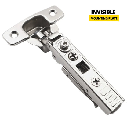 4D 110 Degree Cabinet Hinges with Soft-Close, H0 Concealed Mounting Plate with EURO Screws and Cover Caps, Full Overlay