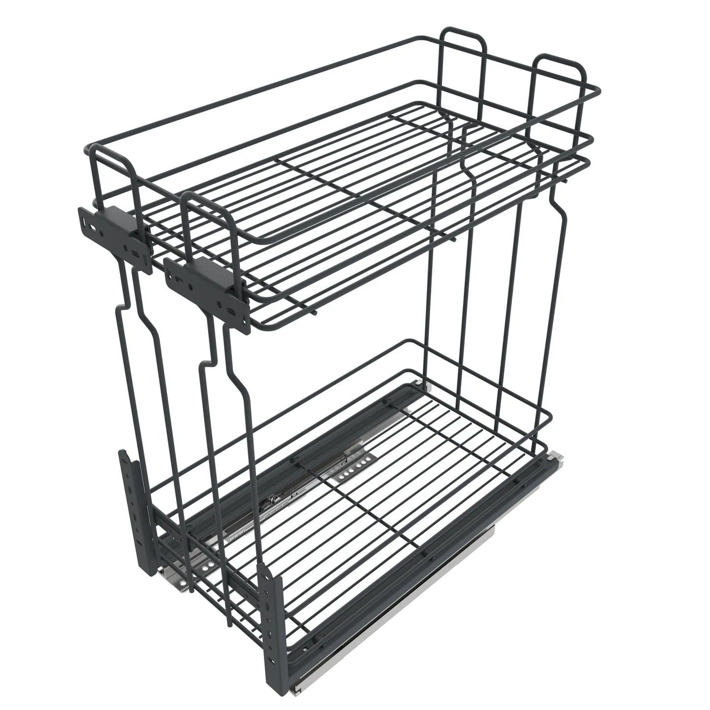Soft-Close Wire Pull Out Pantry Shelf for 19-11/16 inch (500 mm) Kitchen Cabinets - 2 Tiers - Anthracite