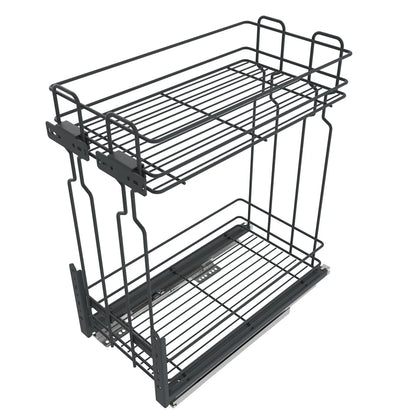 Soft-Close Wire Pull Out Pantry Shelf for 19-11/16 inch (500 mm) Kitchen Cabinets - 2 Tiers - Anthracite
